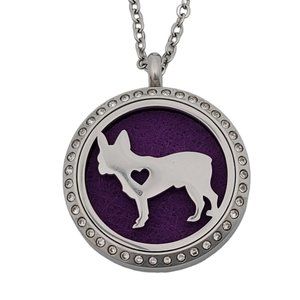 Dog Pug French Bulldog Stainless Steel Essential Oil Necklace NEW